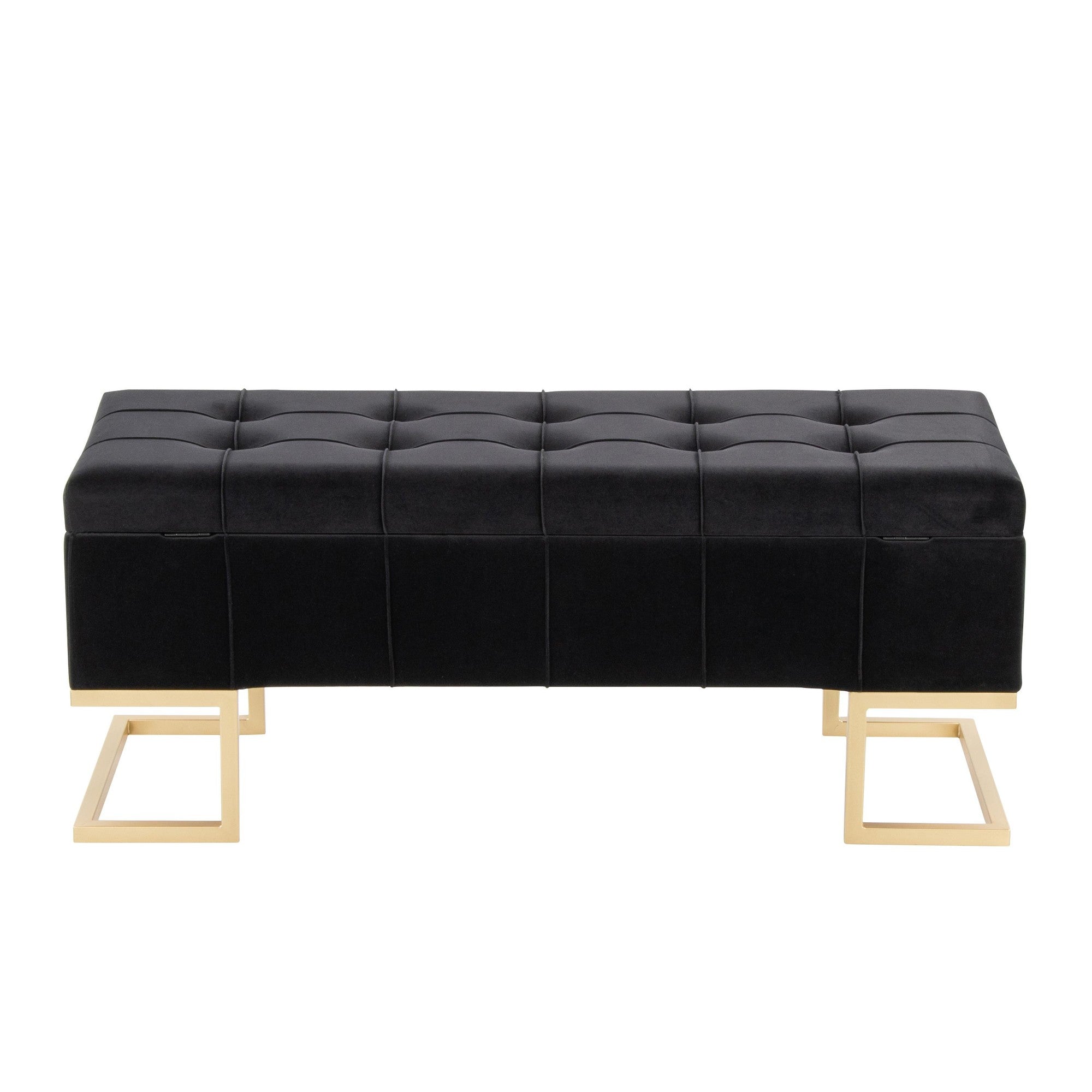 Midas Storage Bench - Gold Metal, Black Velvet