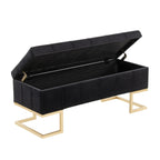Midas Storage Bench - Gold Metal, Black Velvet