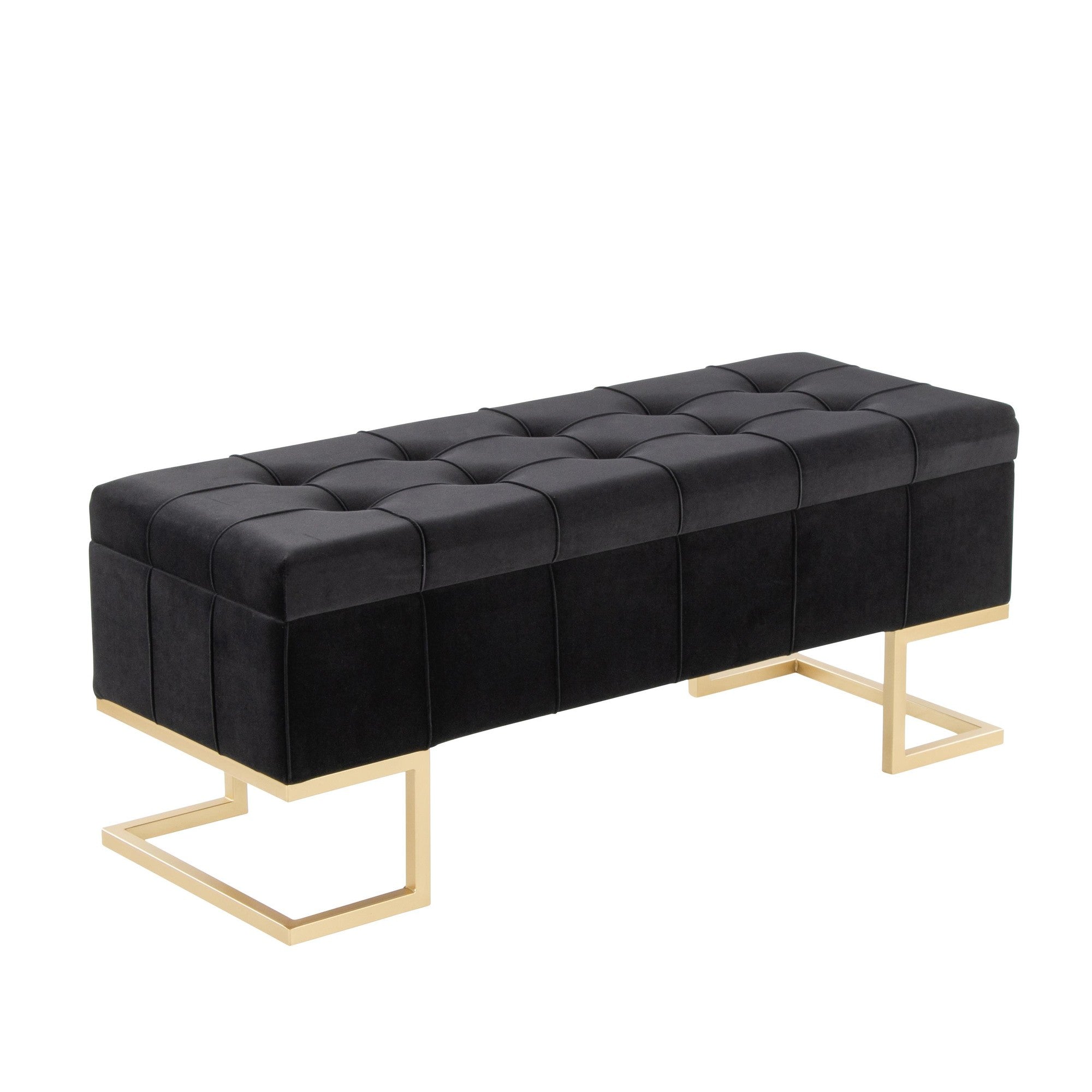 Midas Storage Bench - Gold Metal, Black Velvet