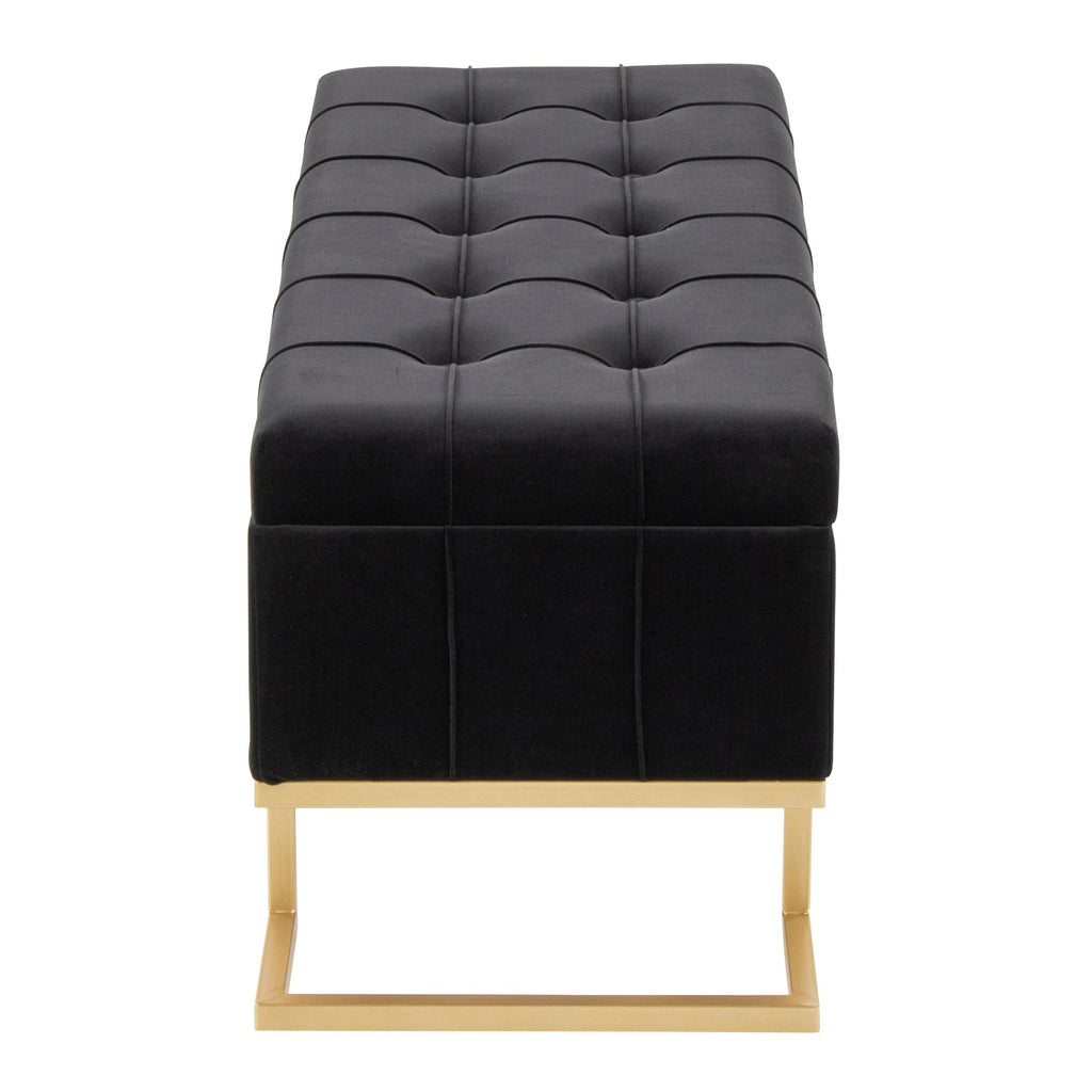 Midas Storage Bench - Gold Metal, Black Velvet