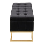 Midas Storage Bench - Gold Metal, Black Velvet