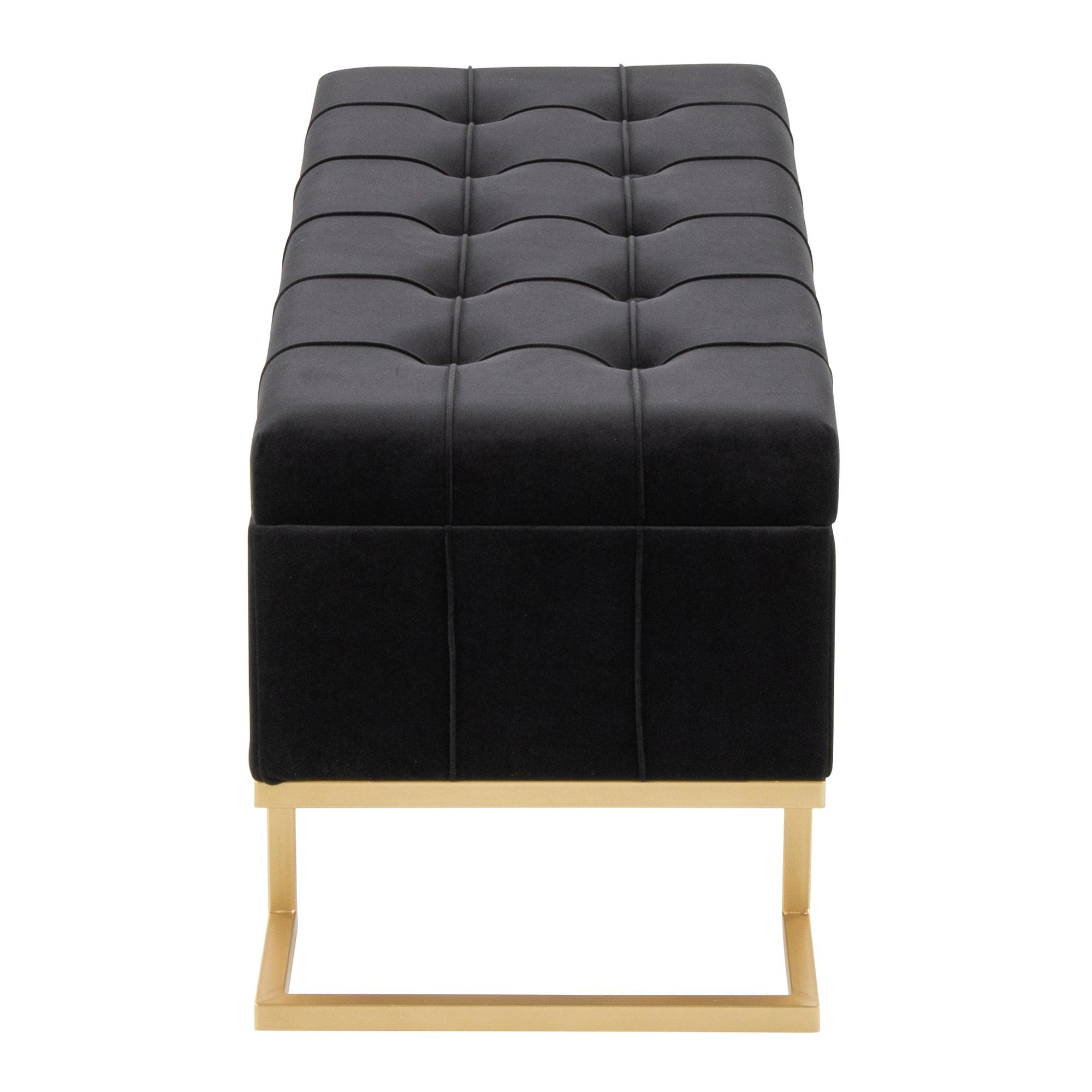 Midas Storage Bench - Gold Metal, Black Velvet