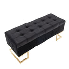 Midas Storage Bench - Gold Metal, Black Velvet