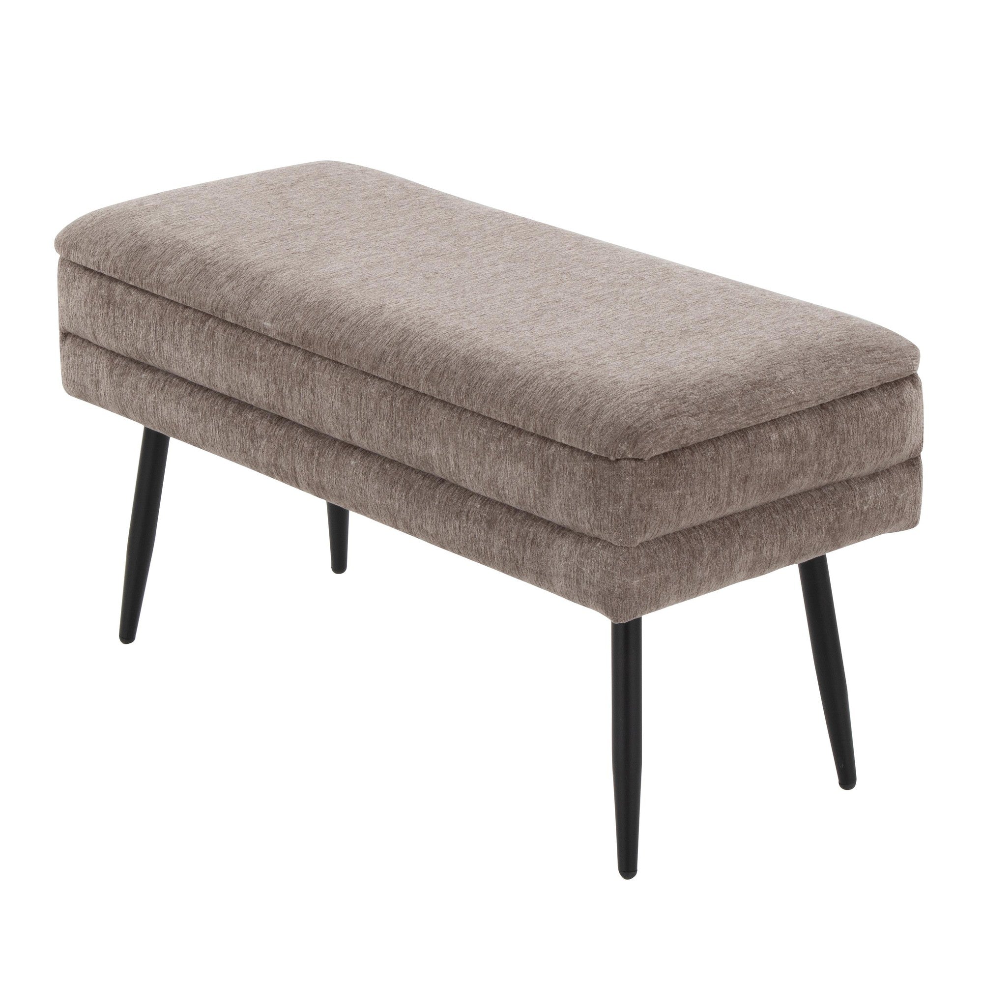 Neapolitan Storage Bench - Black Metal, Brown Fabric