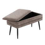 Neapolitan Storage Bench - Black Metal, Brown Fabric