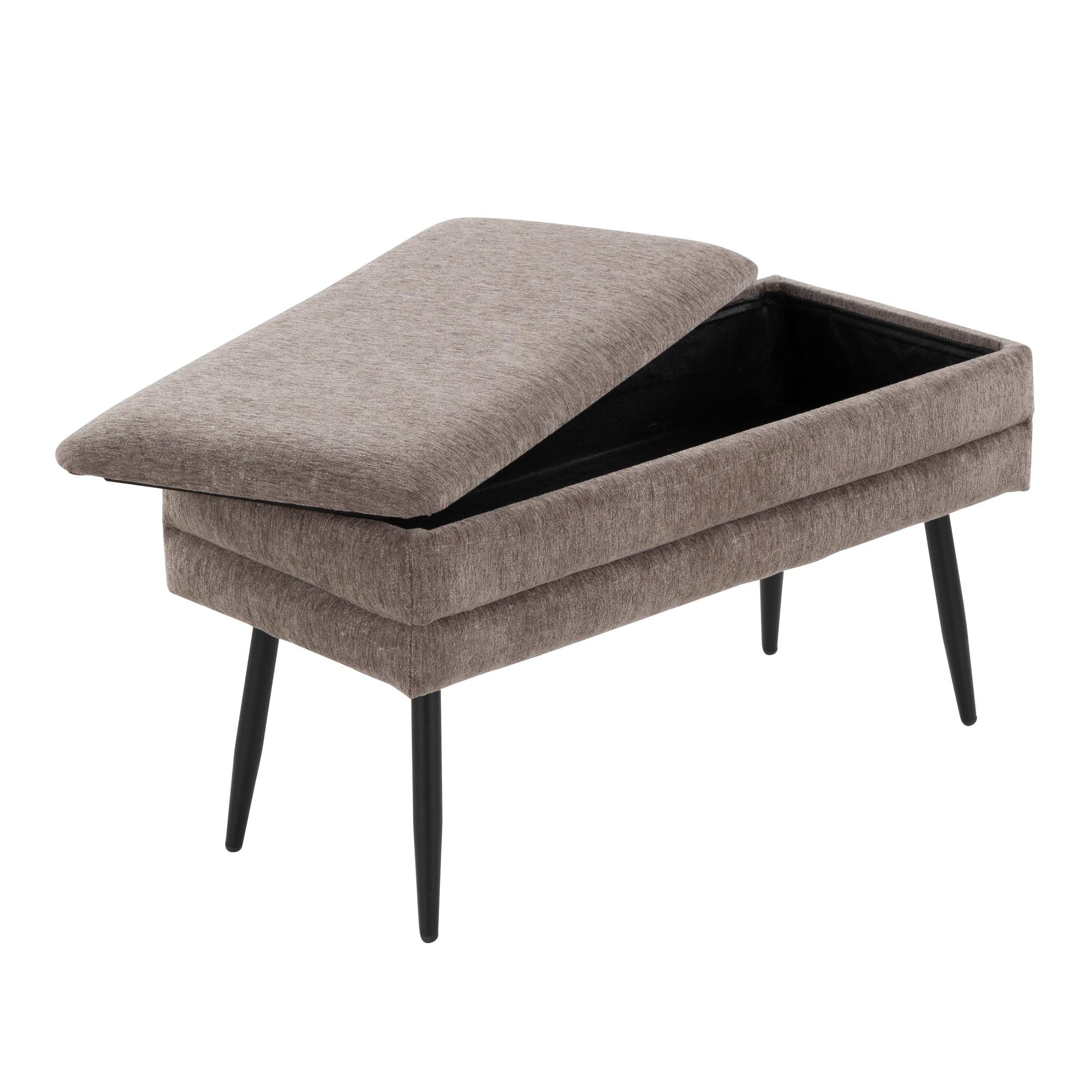Neapolitan Storage Bench - Black Metal, Brown Fabric