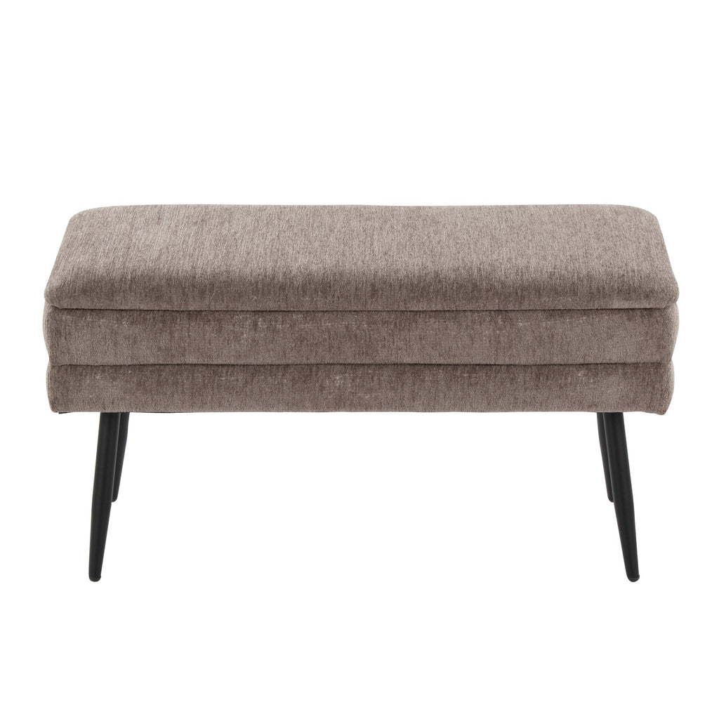 Neapolitan Storage Bench - Black Metal, Brown Fabric