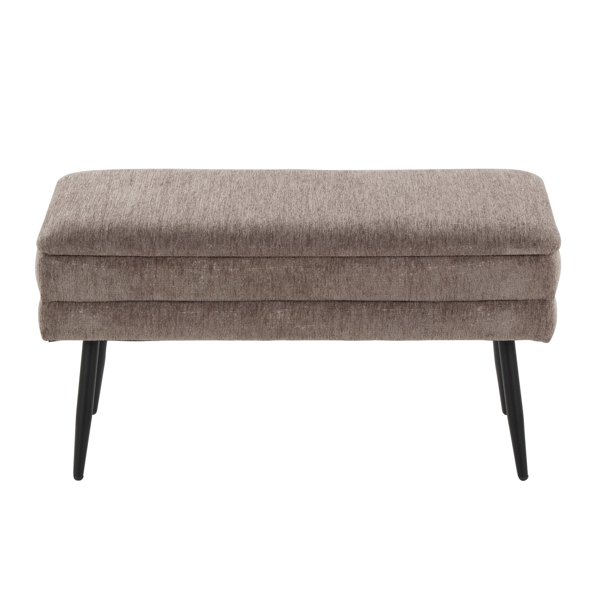 Neapolitan Storage Bench - Black Metal, Brown Fabric