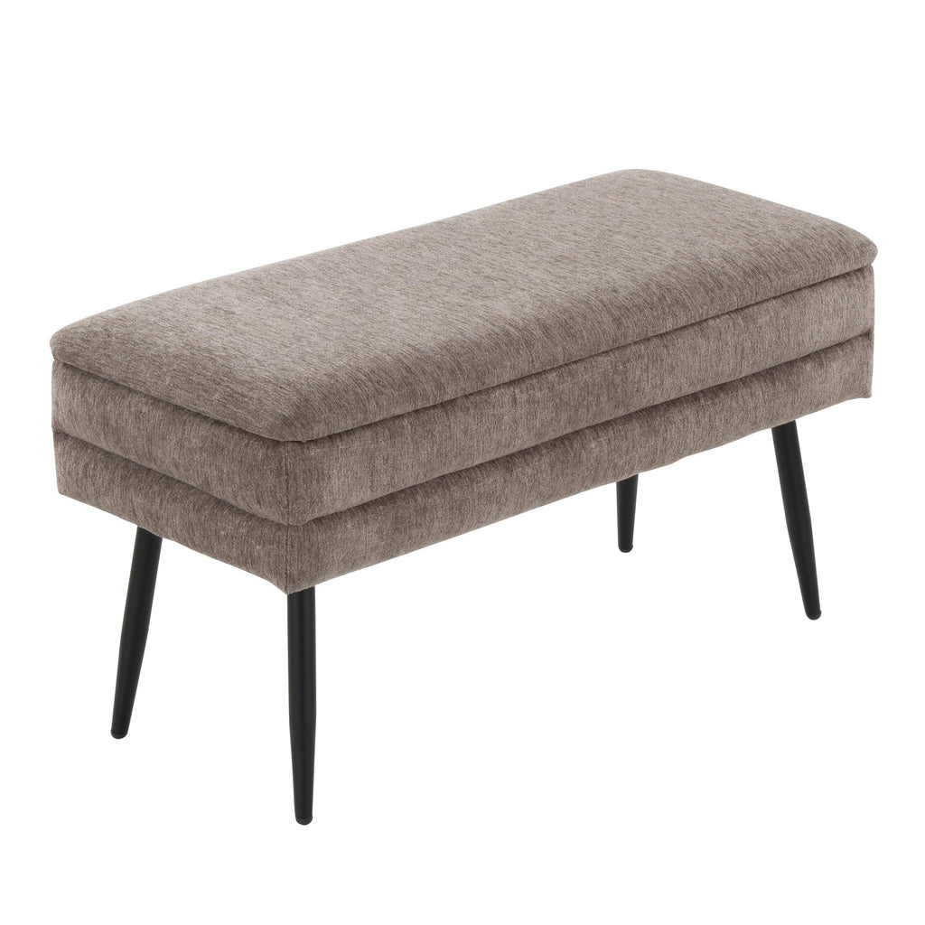 Neapolitan Storage Bench - Black Metal, Brown Fabric