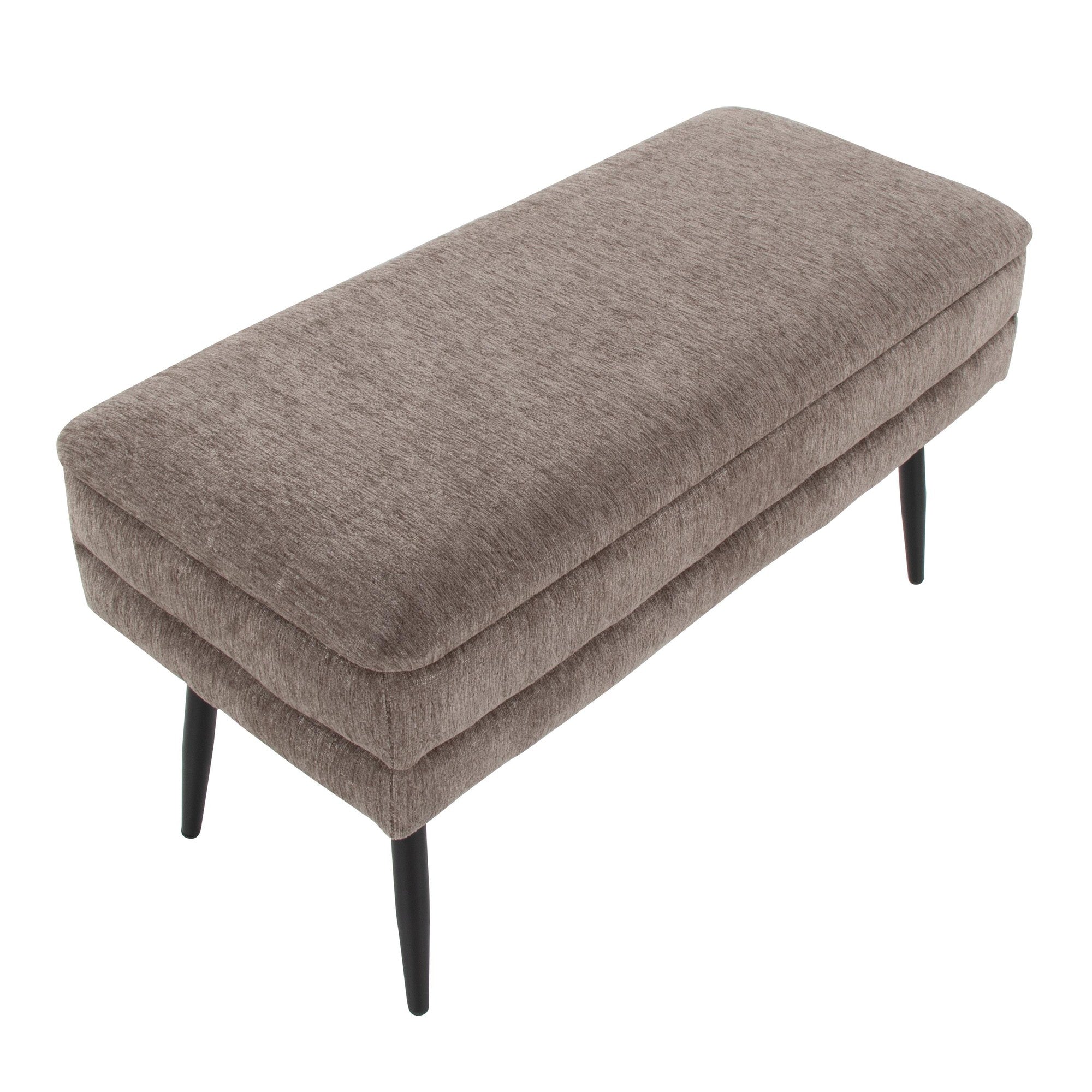 Neapolitan Storage Bench - Black Metal, Brown Fabric