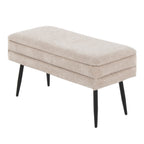 Neapolitan Storage Bench - Black Metal, Light Brown Fabric