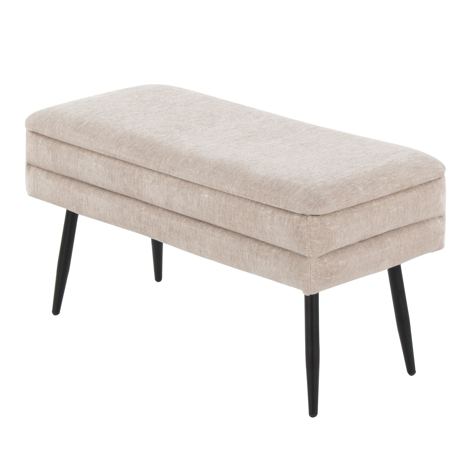 Neapolitan Storage Bench - Black Metal, Light Brown Fabric