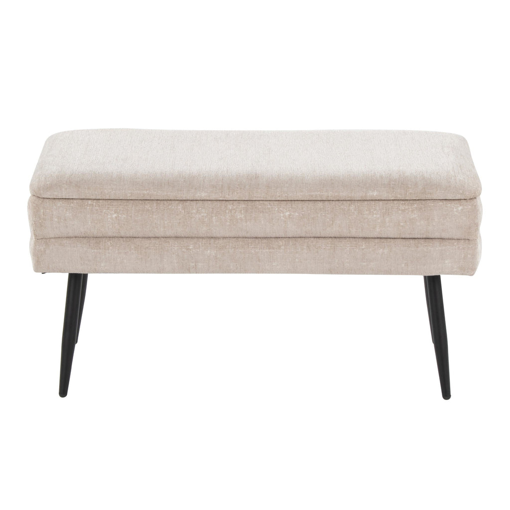 Neapolitan Storage Bench - Black Metal, Light Brown Fabric