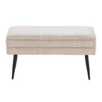 Neapolitan Storage Bench - Black Metal, Light Brown Fabric