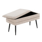 Neapolitan Storage Bench - Black Metal, Light Brown Fabric