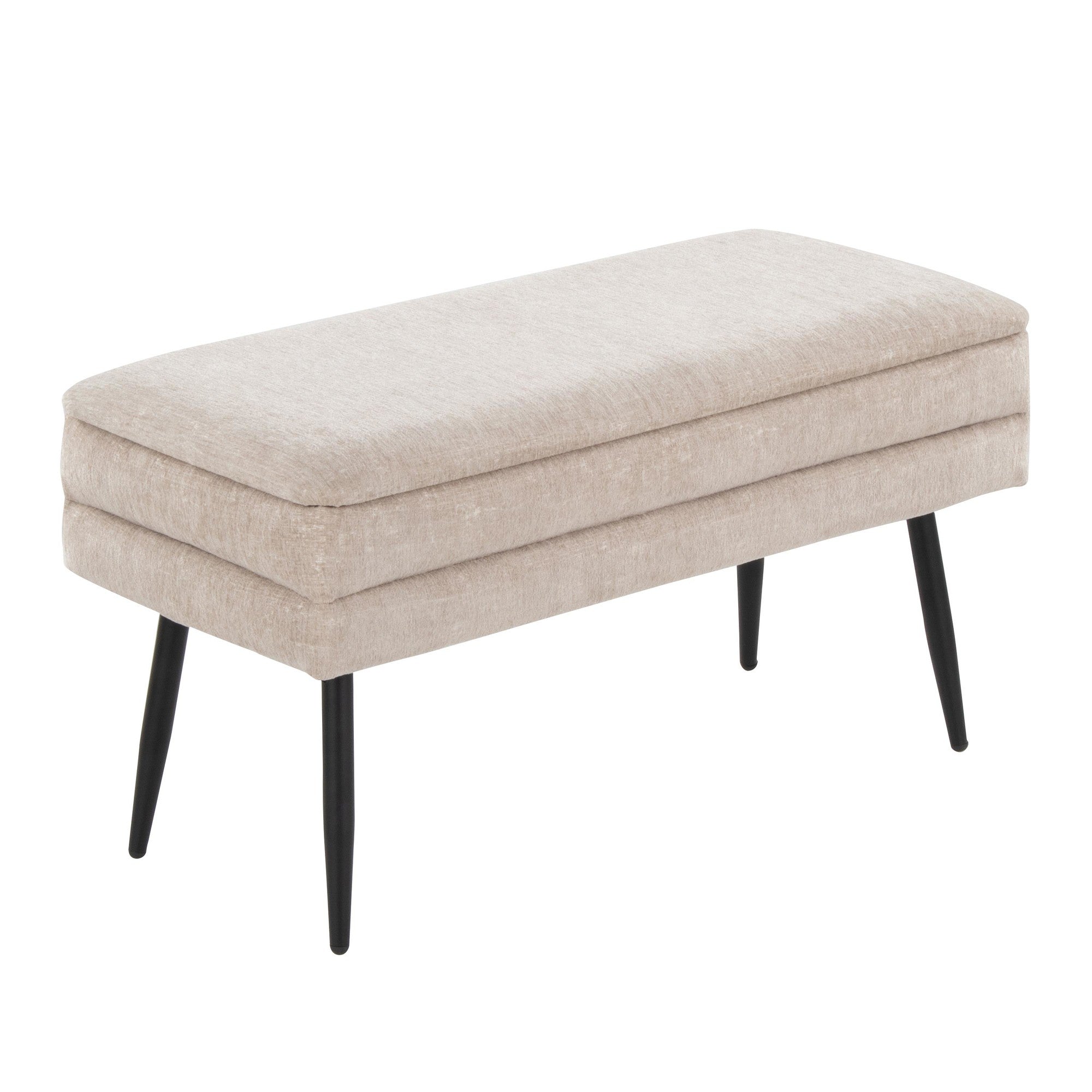 Neapolitan Storage Bench - Black Metal, Light Brown Fabric