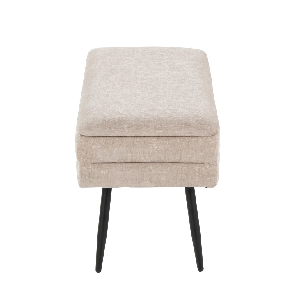 Neapolitan Storage Bench - Black Metal, Light Brown Fabric