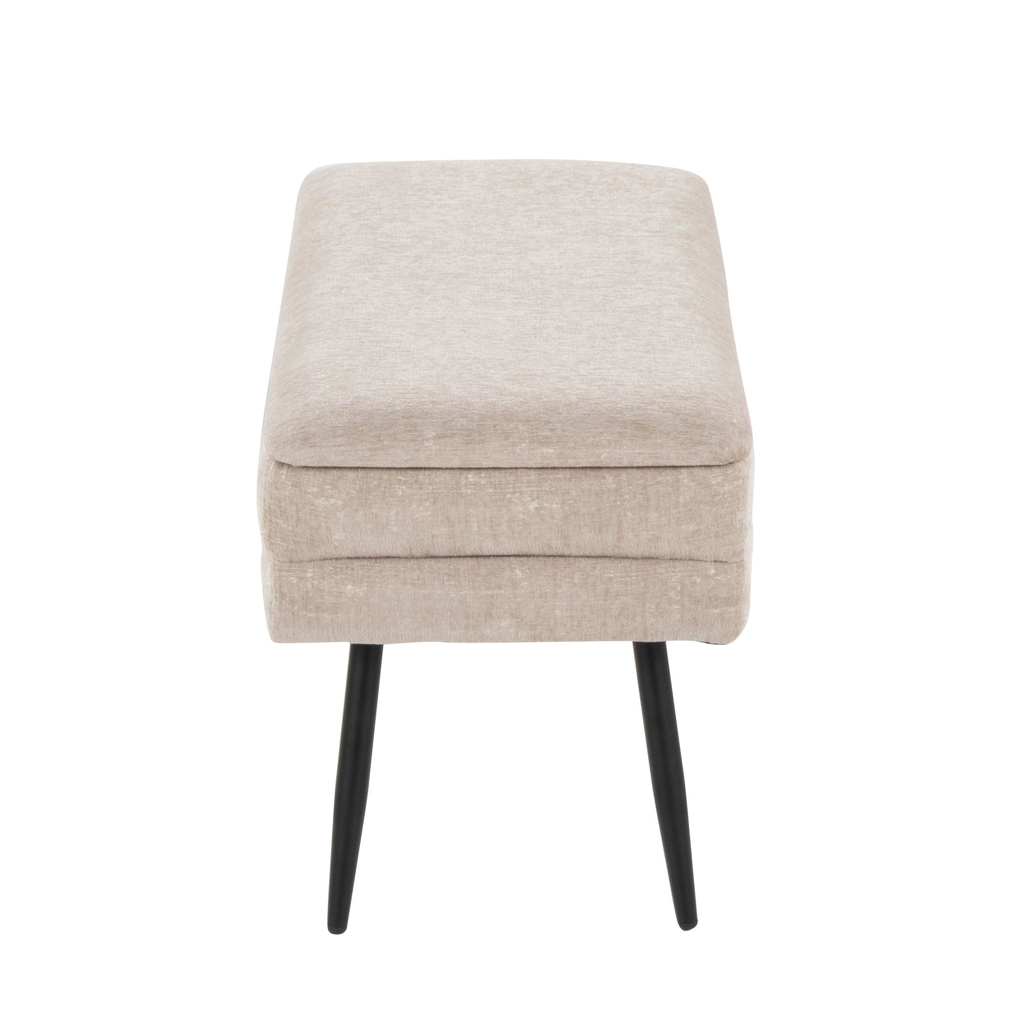 Neapolitan Storage Bench - Black Metal, Light Brown Fabric