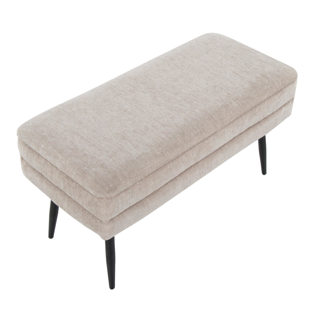 Neapolitan Storage Bench - Black Metal, Light Brown Fabric