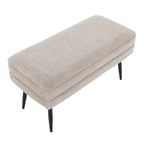 Neapolitan Storage Bench - Black Metal, Light Brown Fabric