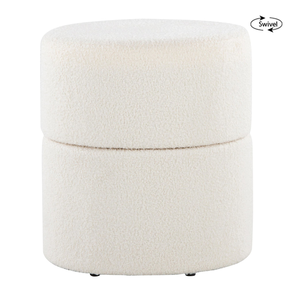Spin 18" Ottoman - Cream Polyester Fabric