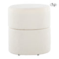 Spin 18" Ottoman - Cream Polyester Fabric
