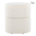 Spin 18" Ottoman - Cream Polyester Fabric