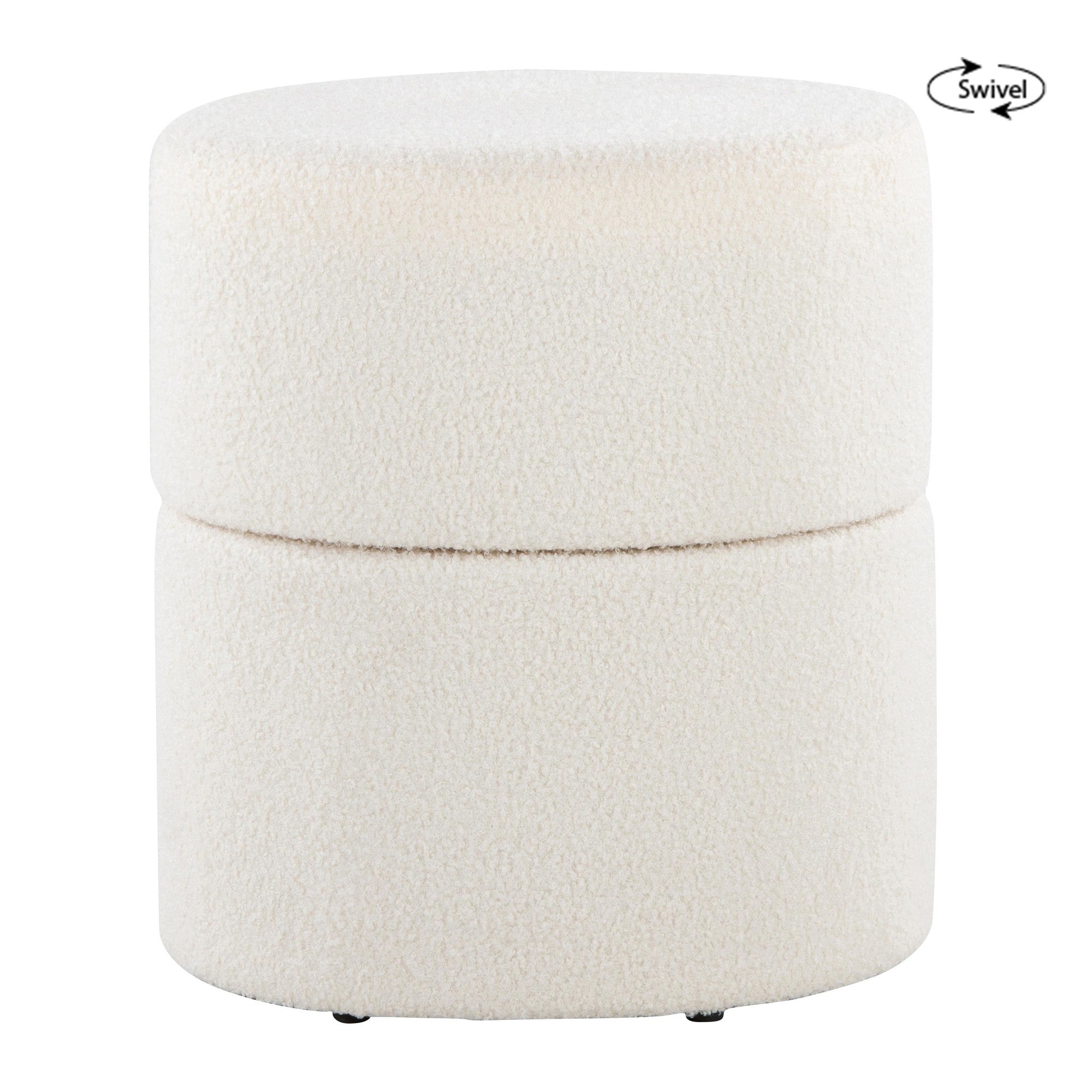 Spin 18" Ottoman - Cream Polyester Fabric