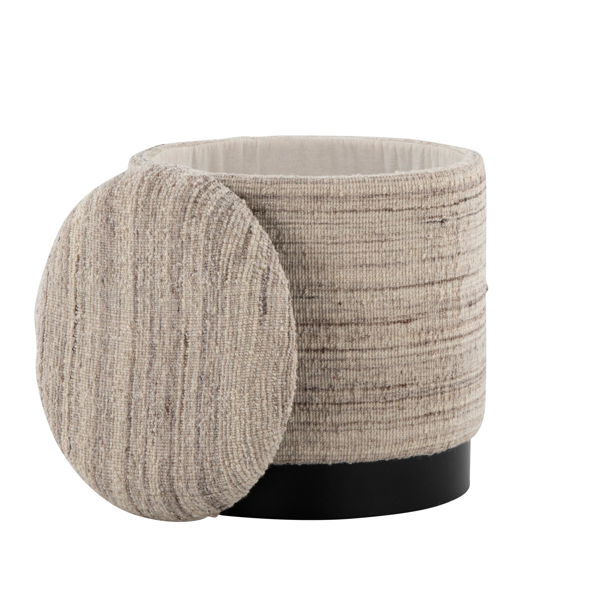 Tahoe 18" Band Ottoman - Black Metal, Cream Wool
