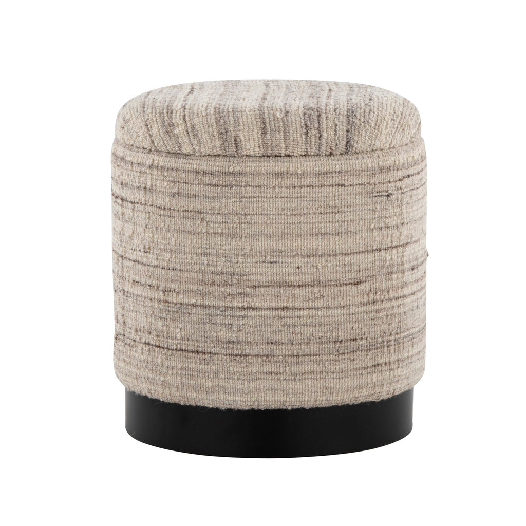 Tahoe 18" Band Ottoman - Black Metal, Cream Wool