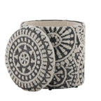 Tahoe 18" Mosaic Ottoman - Black Wool, Ivory Wool