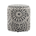 Tahoe 18" Mosaic Ottoman - Black Wool, Ivory Wool