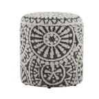 Tahoe 18" Mosaic Ottoman - Black Wool, Ivory Wool