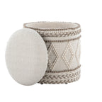 Tahoe 18" Pom Pom Ottoman - Beige Wool