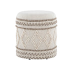 Tahoe 18" Pom Pom Ottoman - Beige Wool