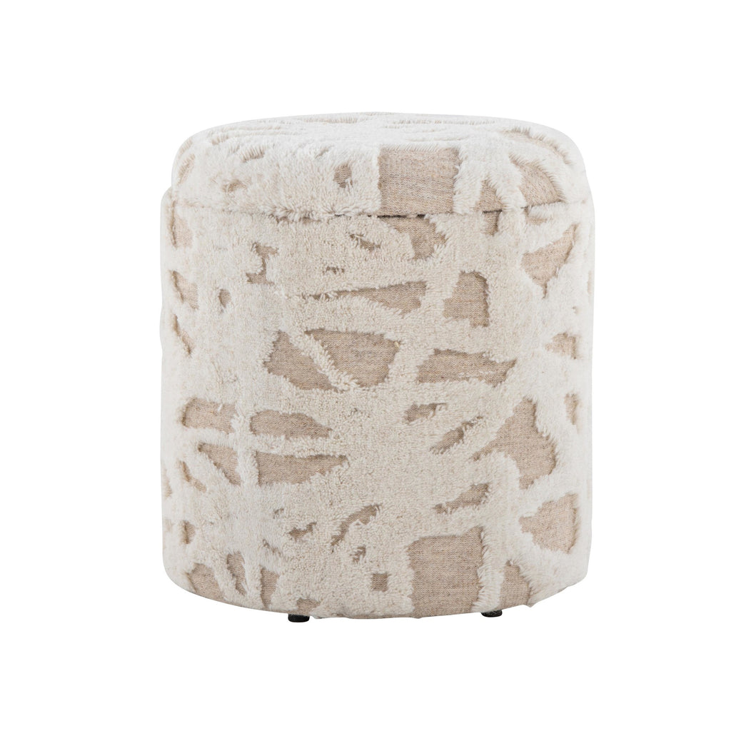 Tahoe 18" Shag Ottoman - Beige Acro Wool