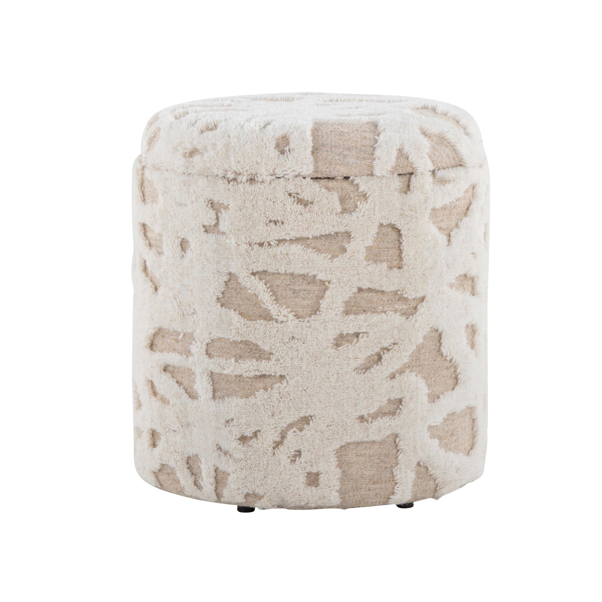 Tahoe 18" Shag Ottoman - Beige Acro Wool