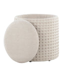 Tahoe 18" Waffle Ottoman - Ivory Wool