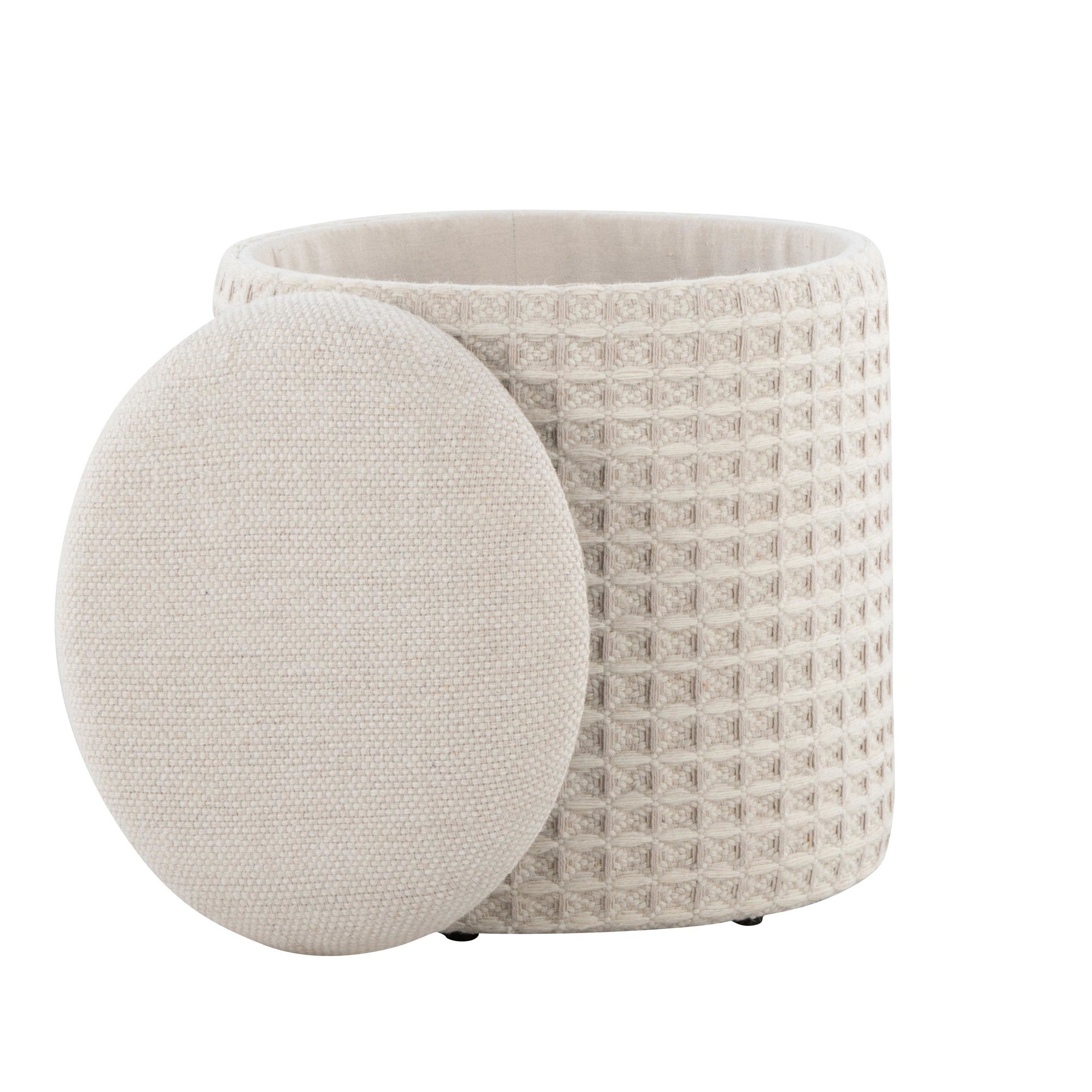 Tahoe 18" Waffle Ottoman - Ivory Wool