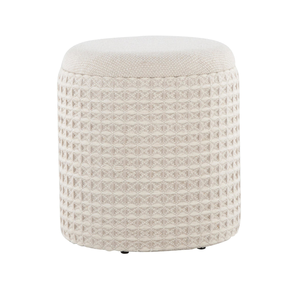 Tahoe 18" Waffle Ottoman - Ivory Wool