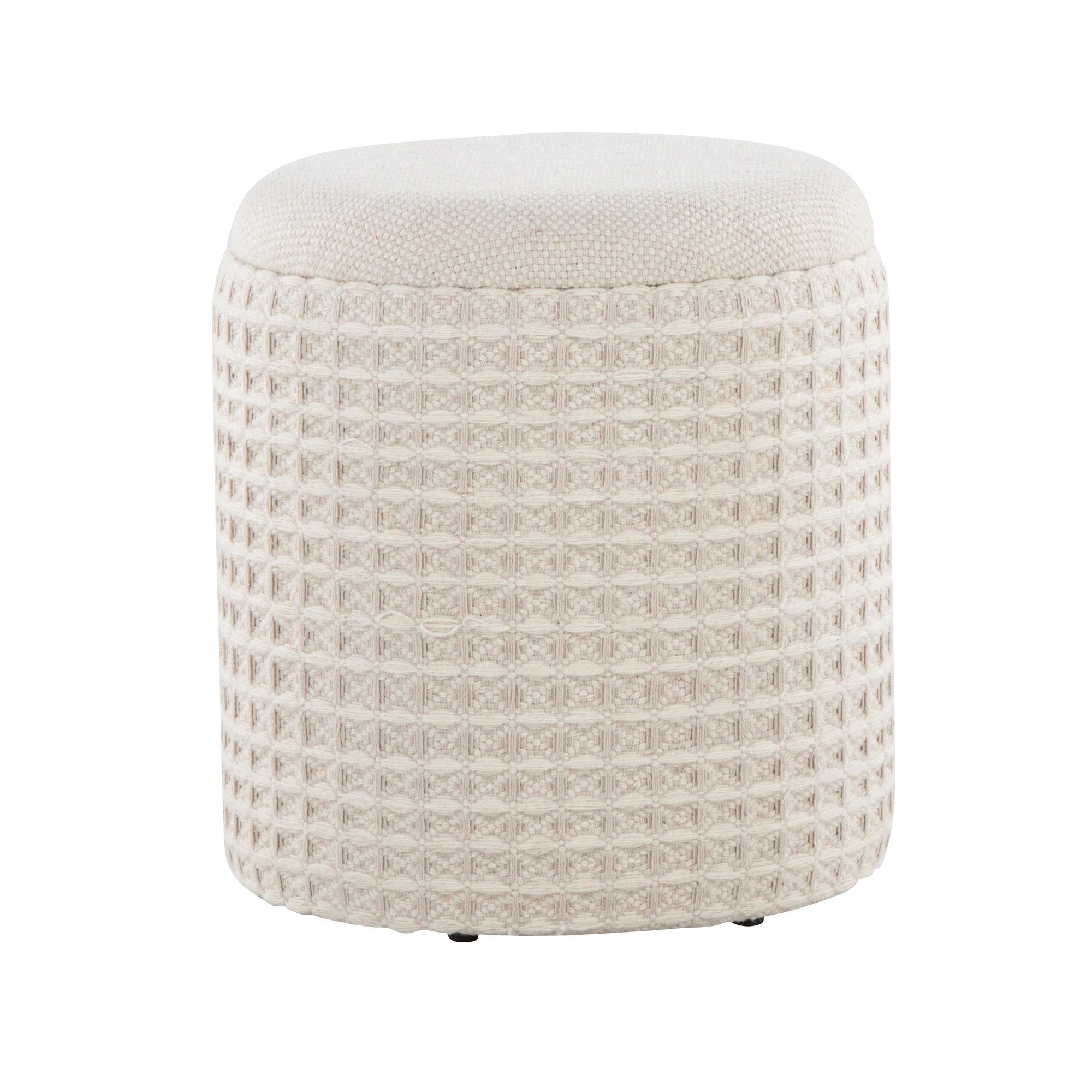 Tahoe 18" Waffle Ottoman - Ivory Wool
