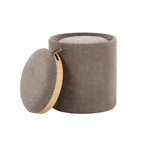 Tray Nesting Ottoman Set - Brown Fabric, Natural Wood