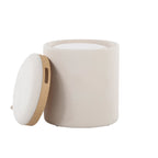 Tray Nesting Ottoman Set - Cream Fabric, Natural Wood