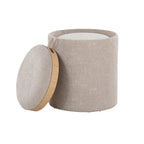 Tray Nesting Ottoman Set - Light Brown Fabric, Natural Wood