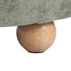 Tray Pouf Storage Ottoman - Natural Wood, Green Fabric