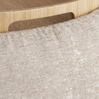 Tray Pouf - Light Brown Fabric, Natural Wood