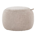 Tray Pouf - Light Brown Fabric, Natural Wood