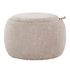 Tray Pouf - Light Brown Fabric, Natural Wood