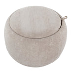 Tray Pouf - Light Brown Fabric, Natural Wood