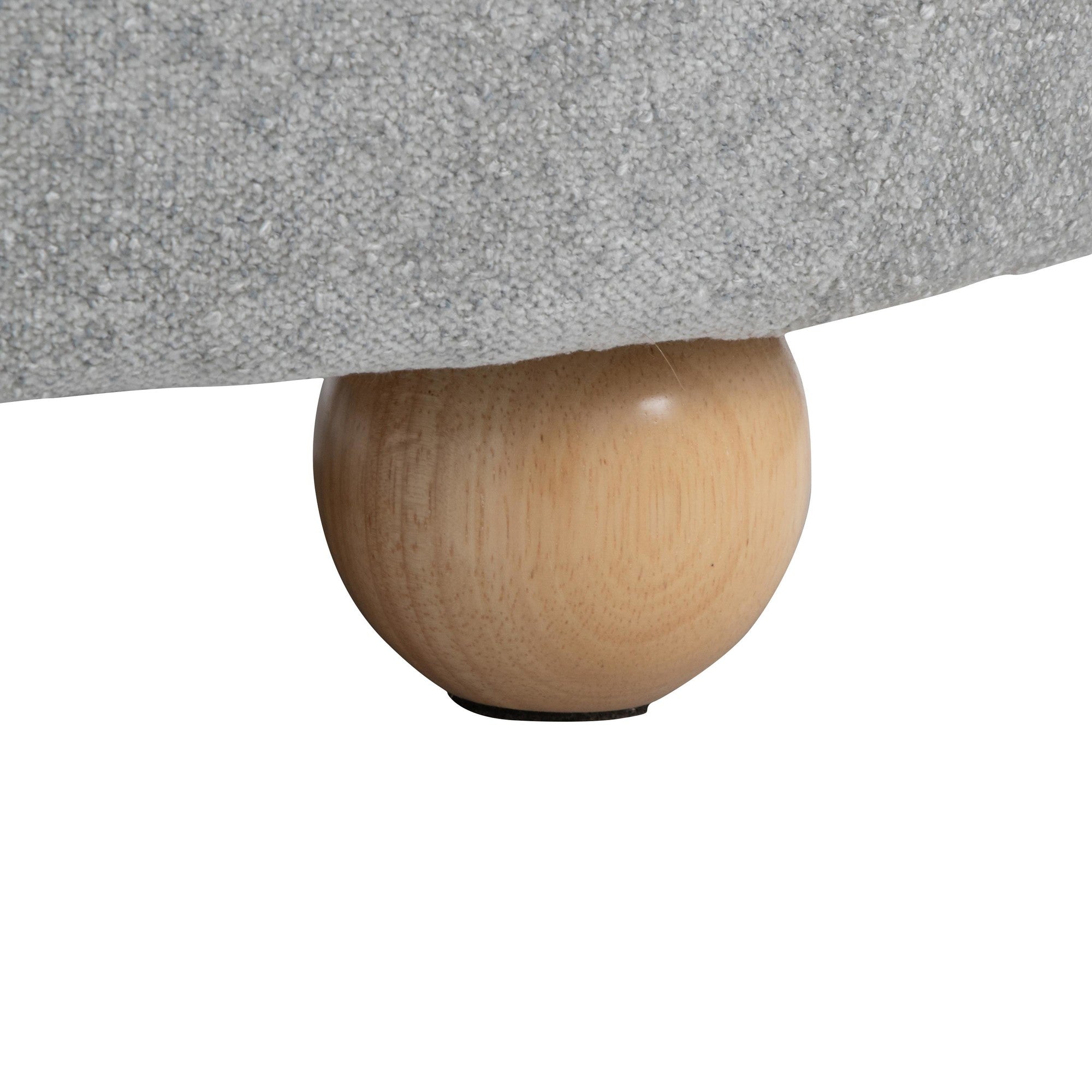 Tray Pouf Storage Ottoman - Natural Wood, Light Grey Fabric